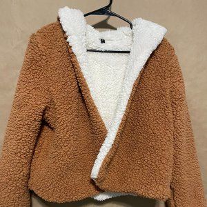 Zaful Hooded Sherpa Jacket, Women's Size Medium